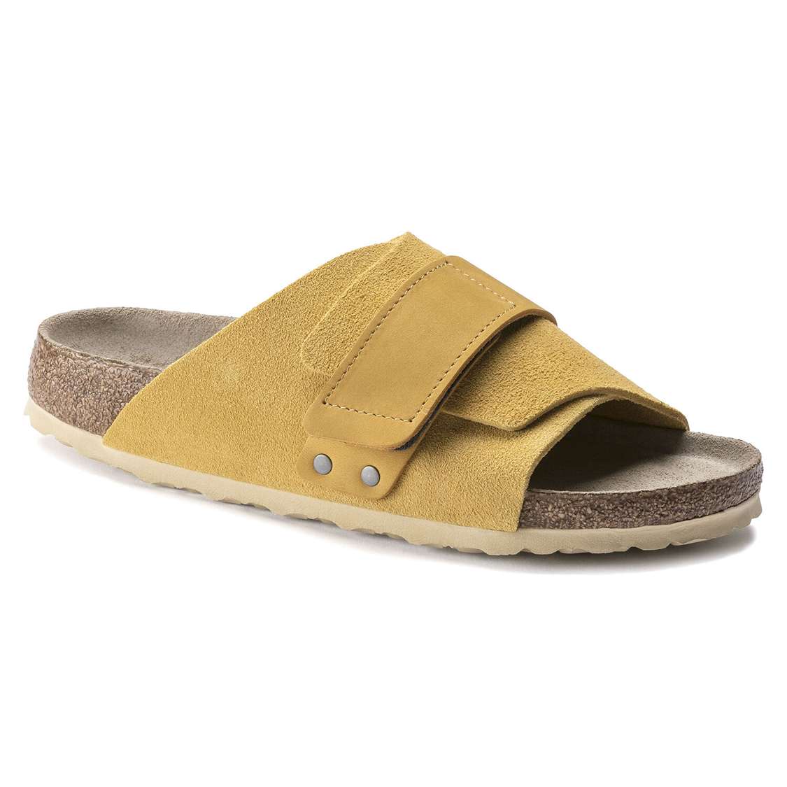 Birkenstock Kyoto Soft Footbed Nubuck/Suede Leather One Strap Sandals Yellow | YZQ8JZDa5Hj