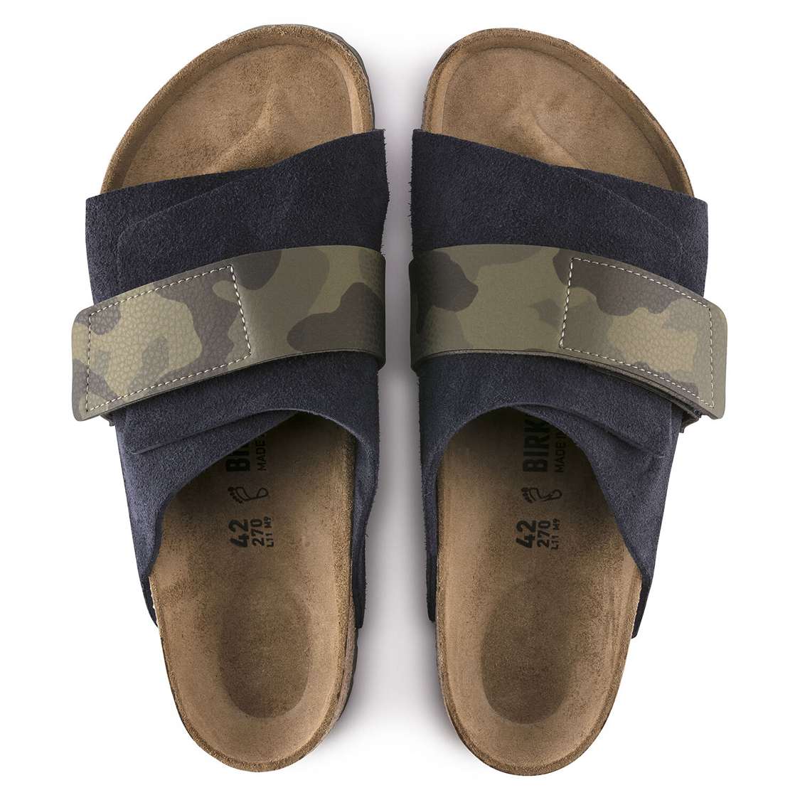 Birkenstock Kyoto Suede Leather/Birko-Flor One Strap Sandals Blue | jiL5D3AmuTo