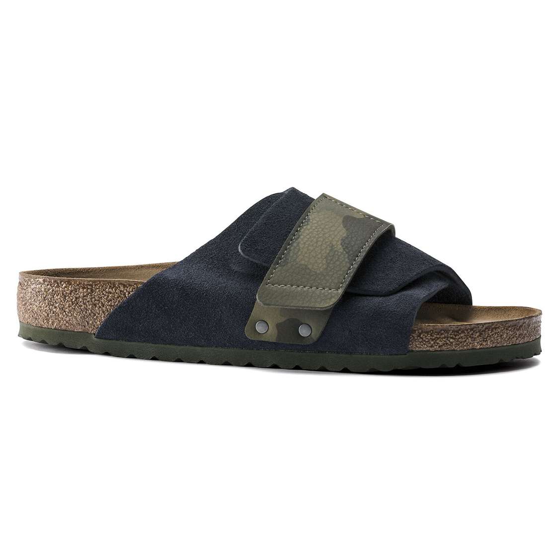 Birkenstock Kyoto Suede Leather/Birko-Flor One Strap Sandals Blue | jiL5D3AmuTo