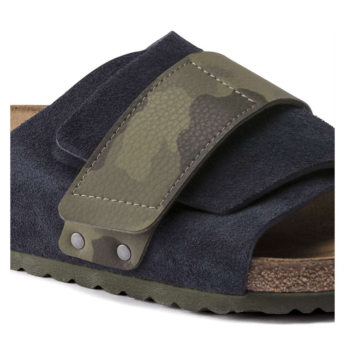 Birkenstock Kyoto Suede Leather/Birko-Flor One Strap Sandals Blue | jiL5D3AmuTo