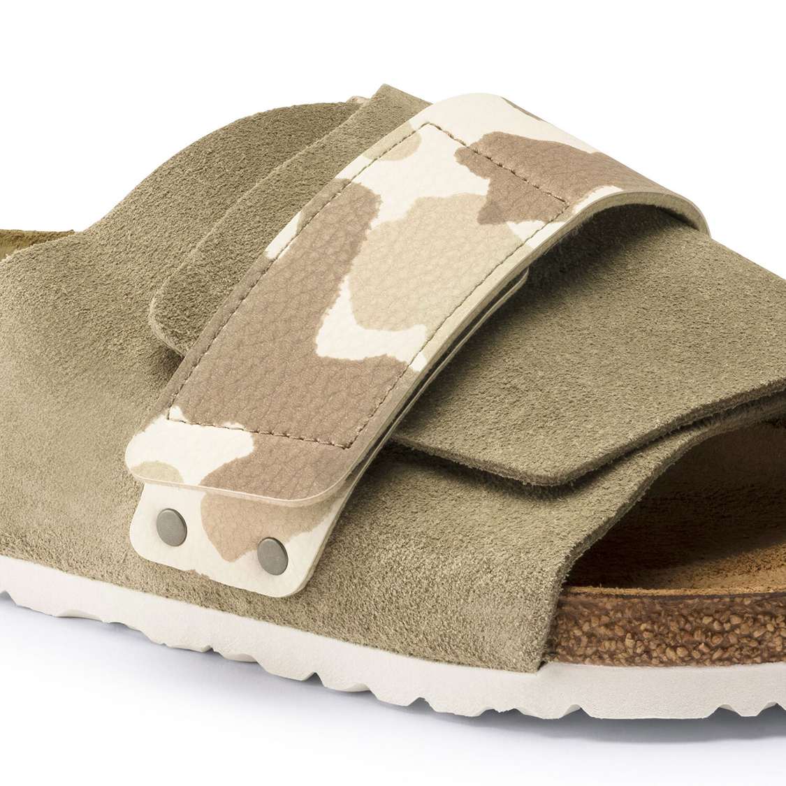 Birkenstock Kyoto Suede Leather/Birko-Flor One Strap Sandals Grey | wl3FF6vu9hR