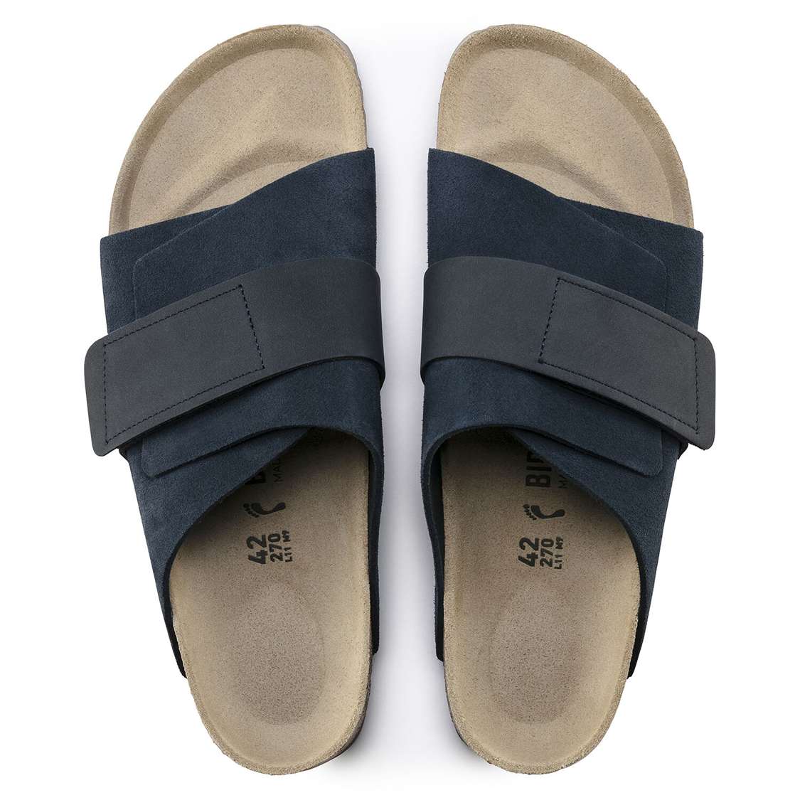 Birkenstock Kyoto Suede Leather One Strap Sandals Navy | 137dYuy8rmf