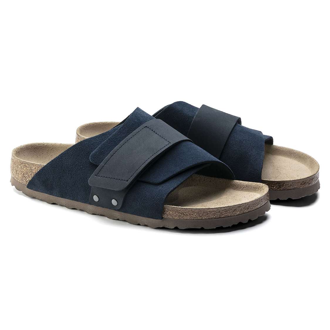 Birkenstock Kyoto Suede Leather One Strap Sandals Navy | 137dYuy8rmf