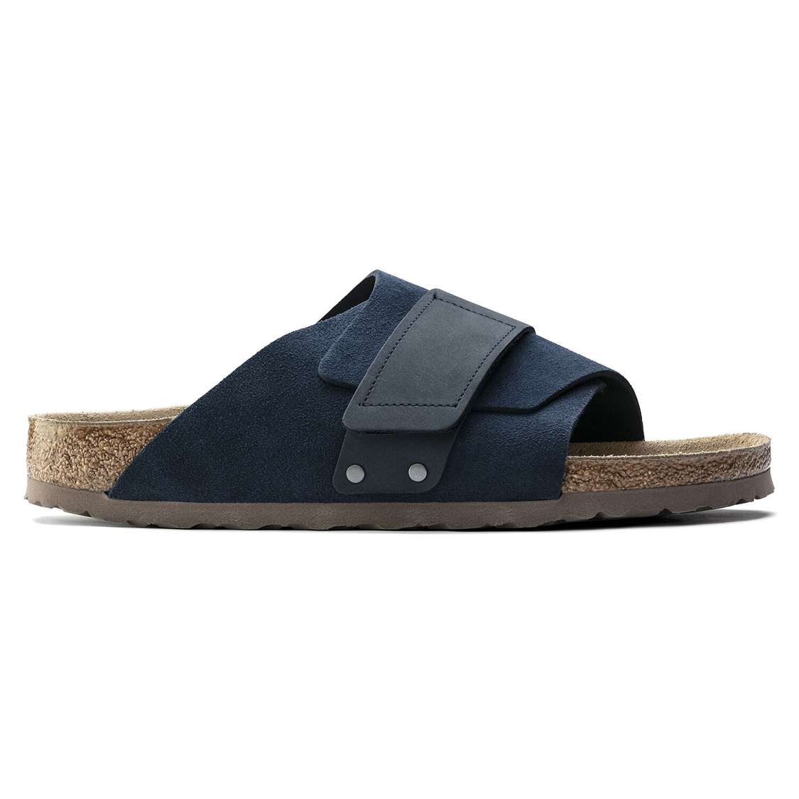 Birkenstock Kyoto Suede Leather One Strap Sandals Navy | 137dYuy8rmf