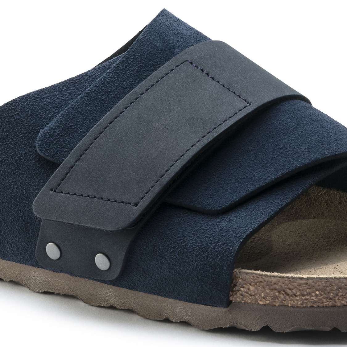 Birkenstock Kyoto Suede Leather One Strap Sandals Navy | 137dYuy8rmf