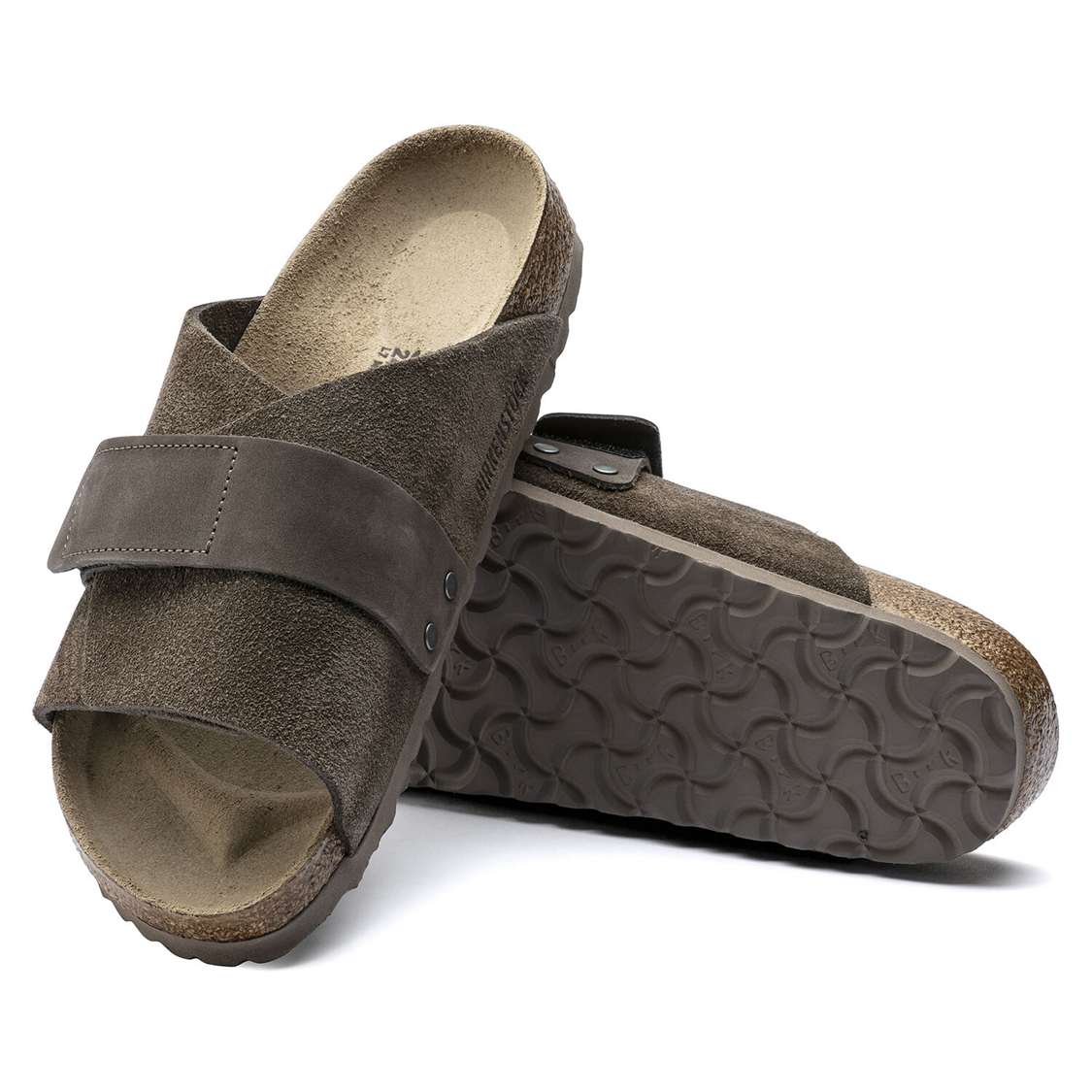 Birkenstock Kyoto Suede Leather One Strap Sandals Grey | FnQF65FrQqt