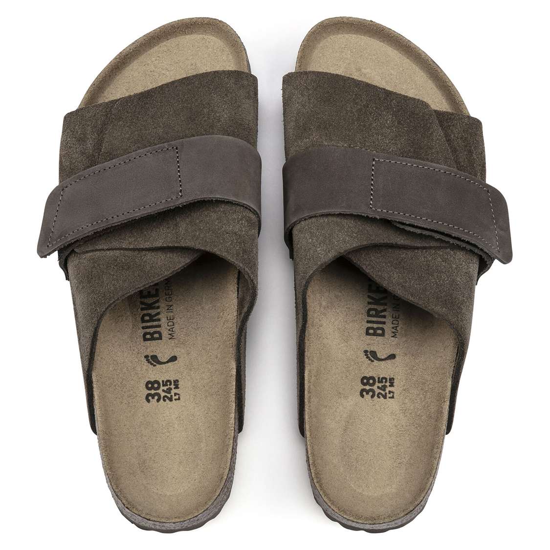 Birkenstock Kyoto Suede Leather One Strap Sandals Grey | FnQF65FrQqt