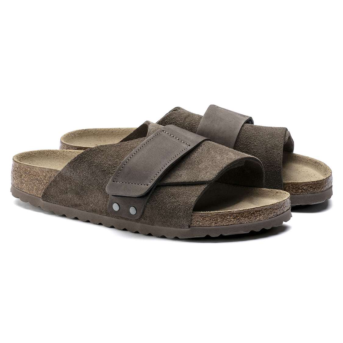 Birkenstock Kyoto Suede Leather One Strap Sandals Grey | FnQF65FrQqt