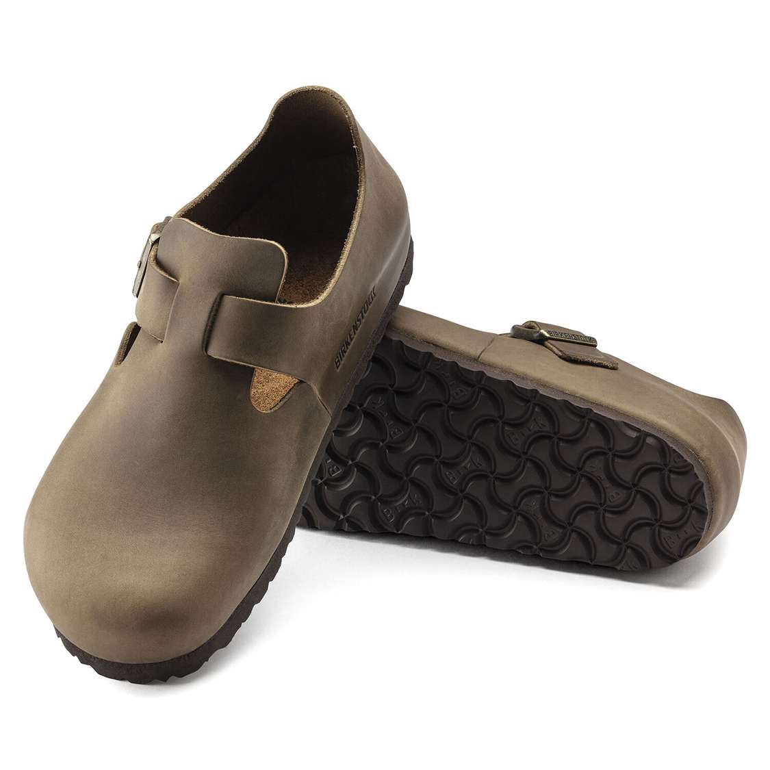 Birkenstock London Oiled Leather Low Shoes Khaki | FUYpdKgecDR