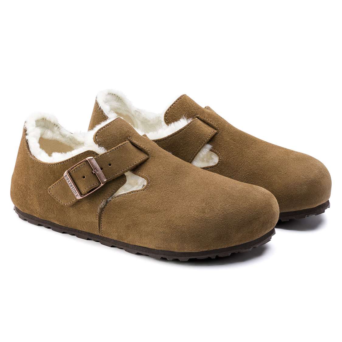 Birkenstock London Shearling Suede Leather Low Shoes Brown | ruuK8IdwVsW