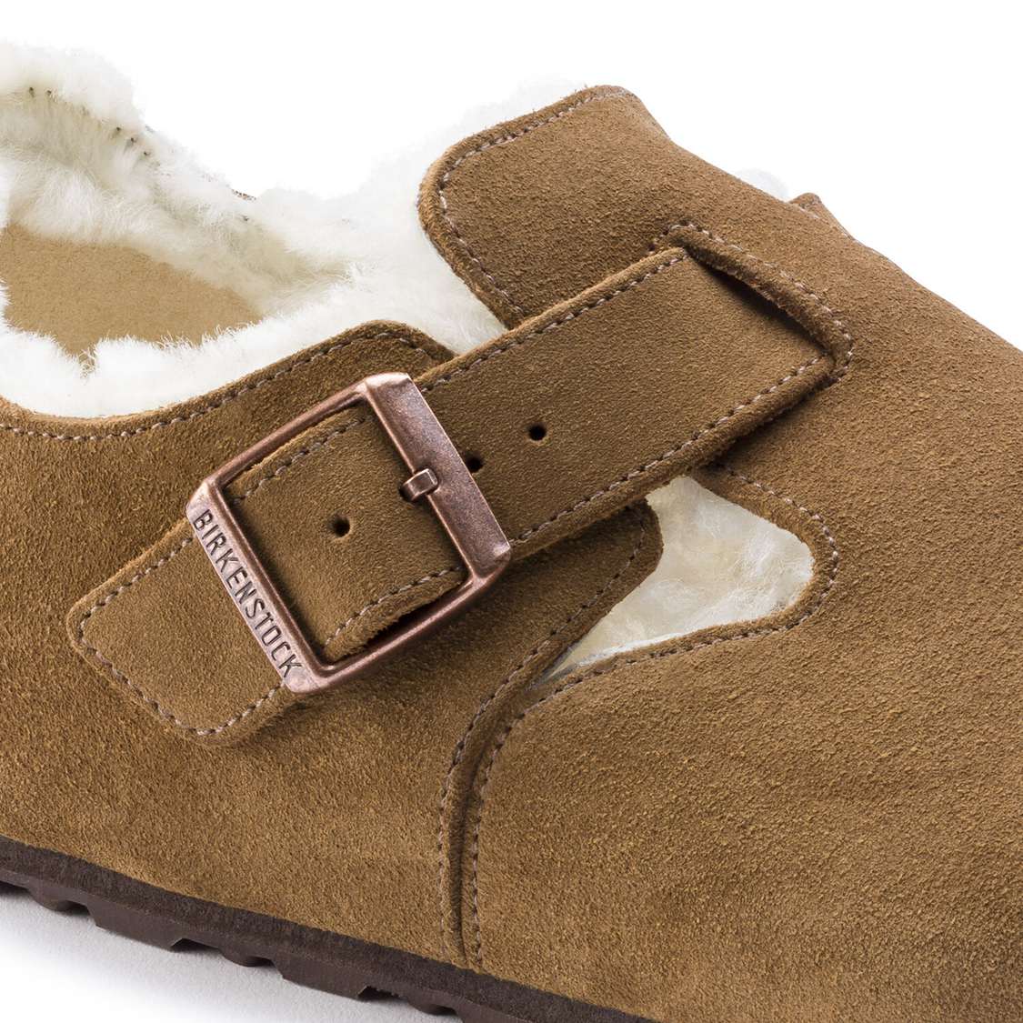 Birkenstock London Shearling Suede Leather Low Shoes Brown | ruuK8IdwVsW