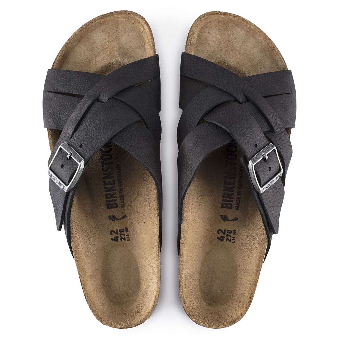 Birkenstock Lugano Oiled Leather One Strap Sandals Black | A1Fx3m9ClfA