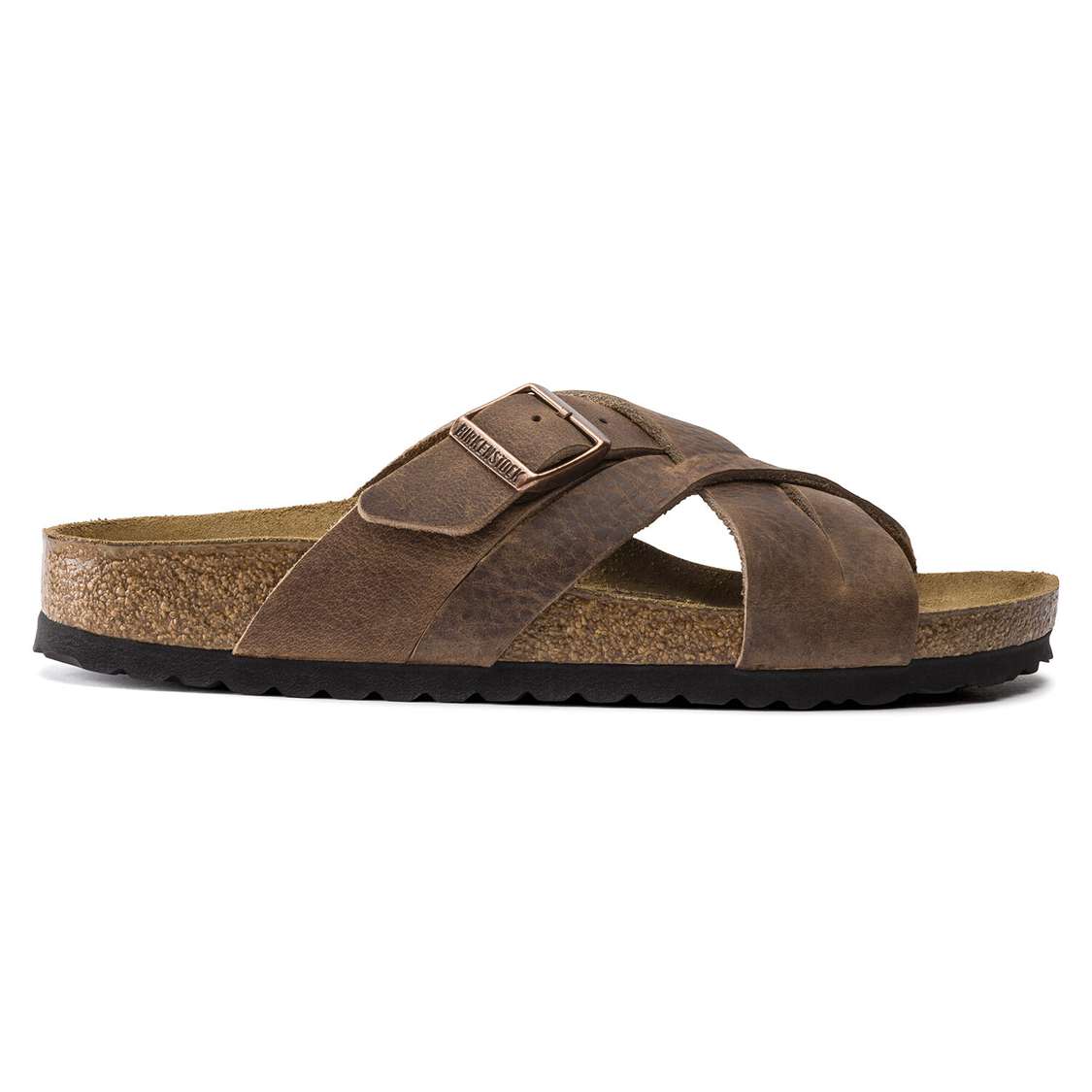 Birkenstock Lugano Oiled Leather Two Strap Sandals Yellow | UIcYkPjmCEW