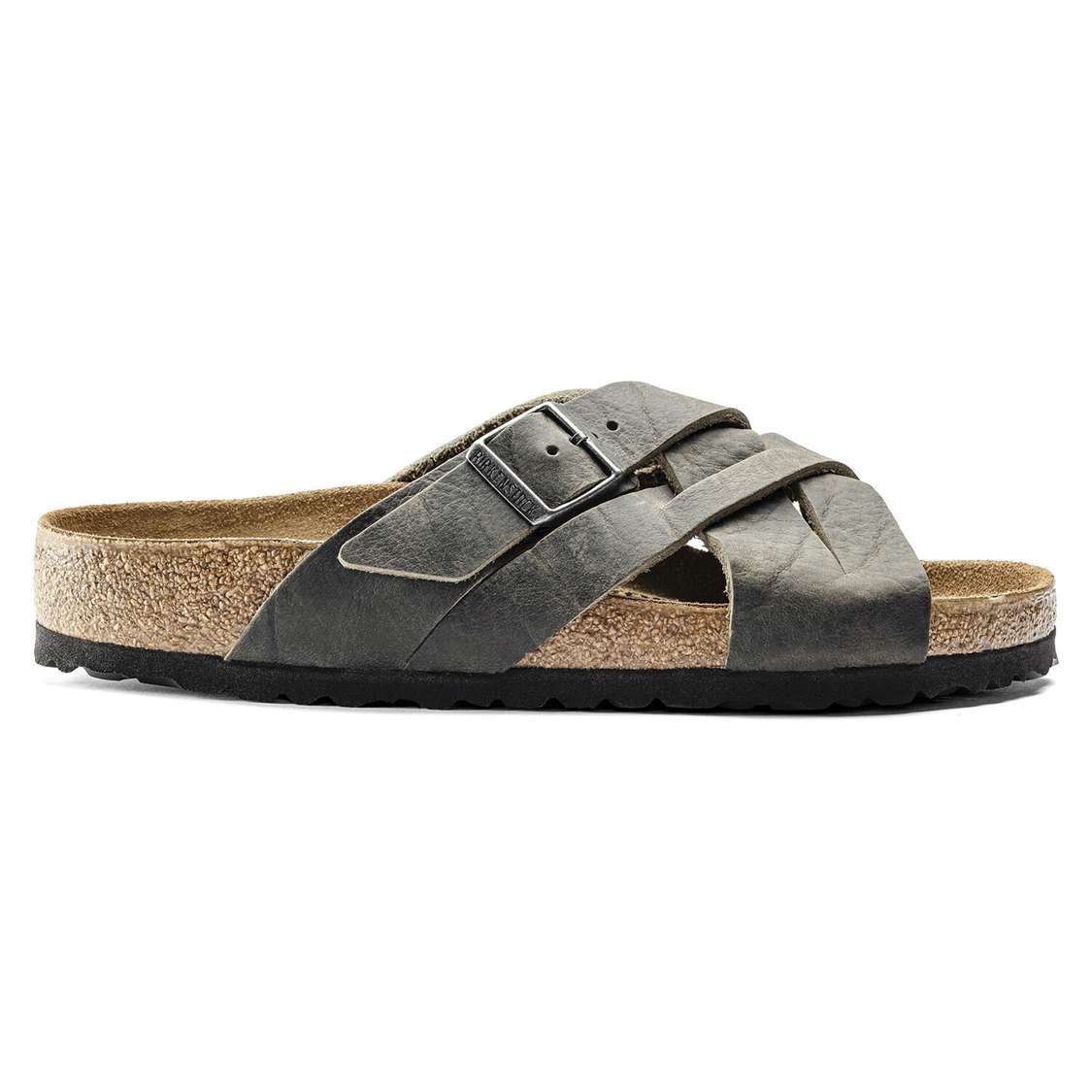 Birkenstock Lugano Oiled Leather Two Strap Sandals Khaki | VzPKVmiMlvb