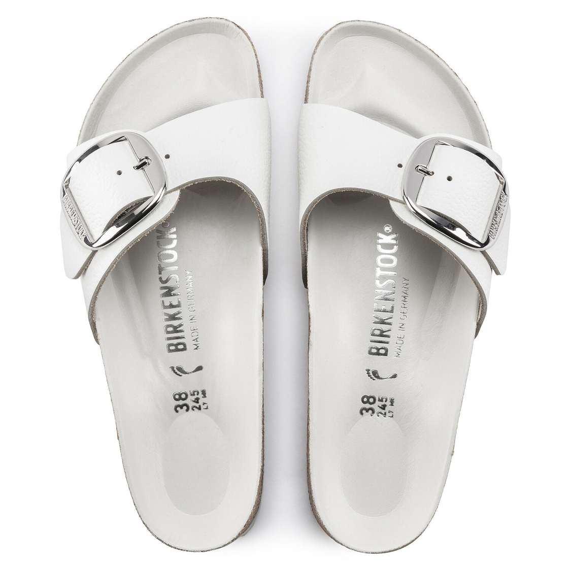 Birkenstock Madrid Big Buckle Leather One Strap Sandals White | xIiuzQGefzs