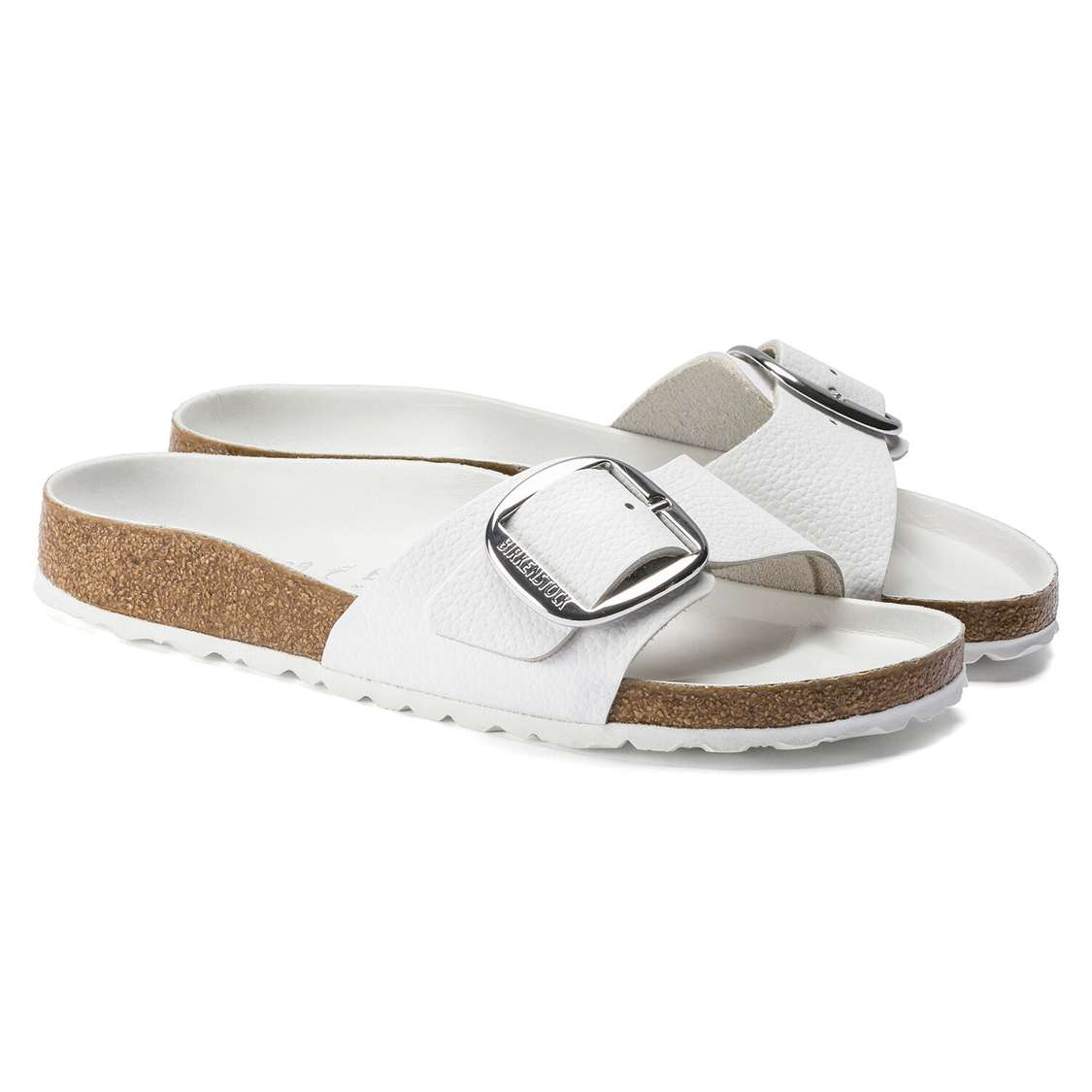 Birkenstock Madrid Big Buckle Leather One Strap Sandals White | xIiuzQGefzs