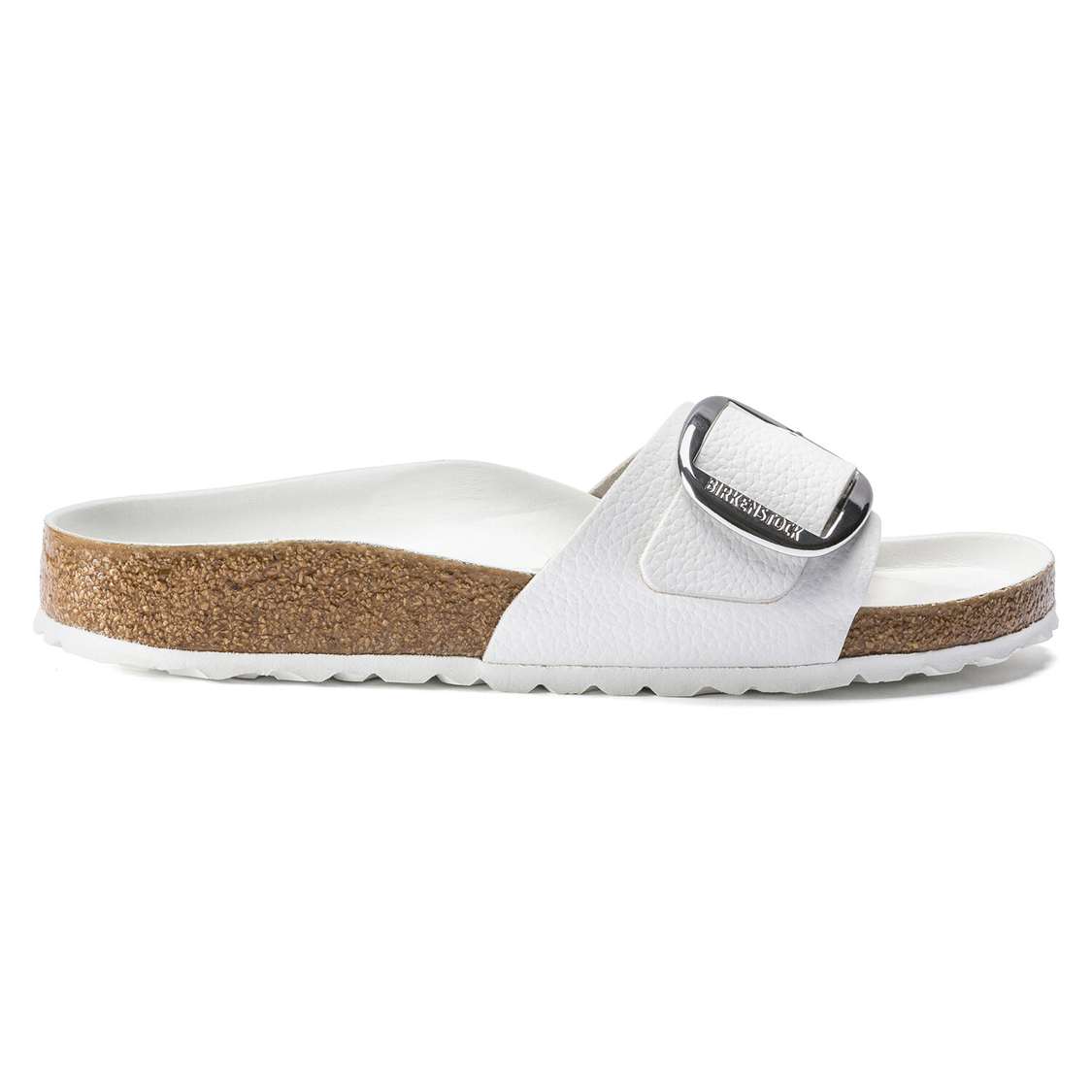 Birkenstock Madrid Big Buckle Leather One Strap Sandals White | xIiuzQGefzs