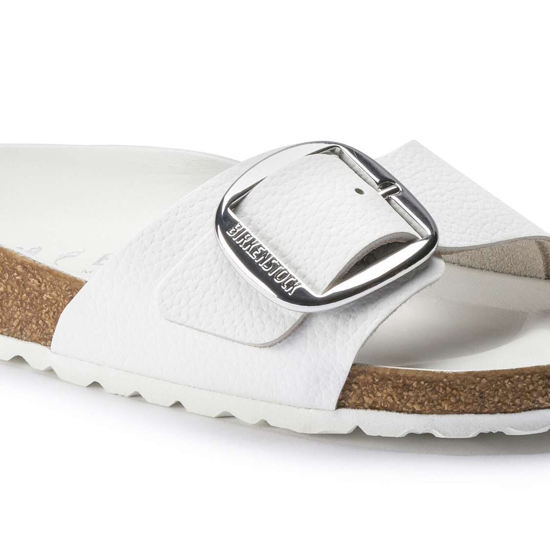 Birkenstock Madrid Big Buckle Leather One Strap Sandals White | xIiuzQGefzs