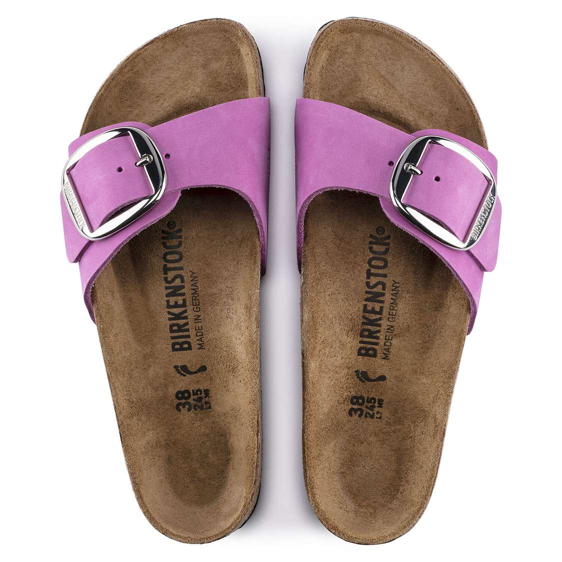 Birkenstock Madrid Big Buckle Nubuck Leather One Strap Sandals Purple | DVskhX3BBiR