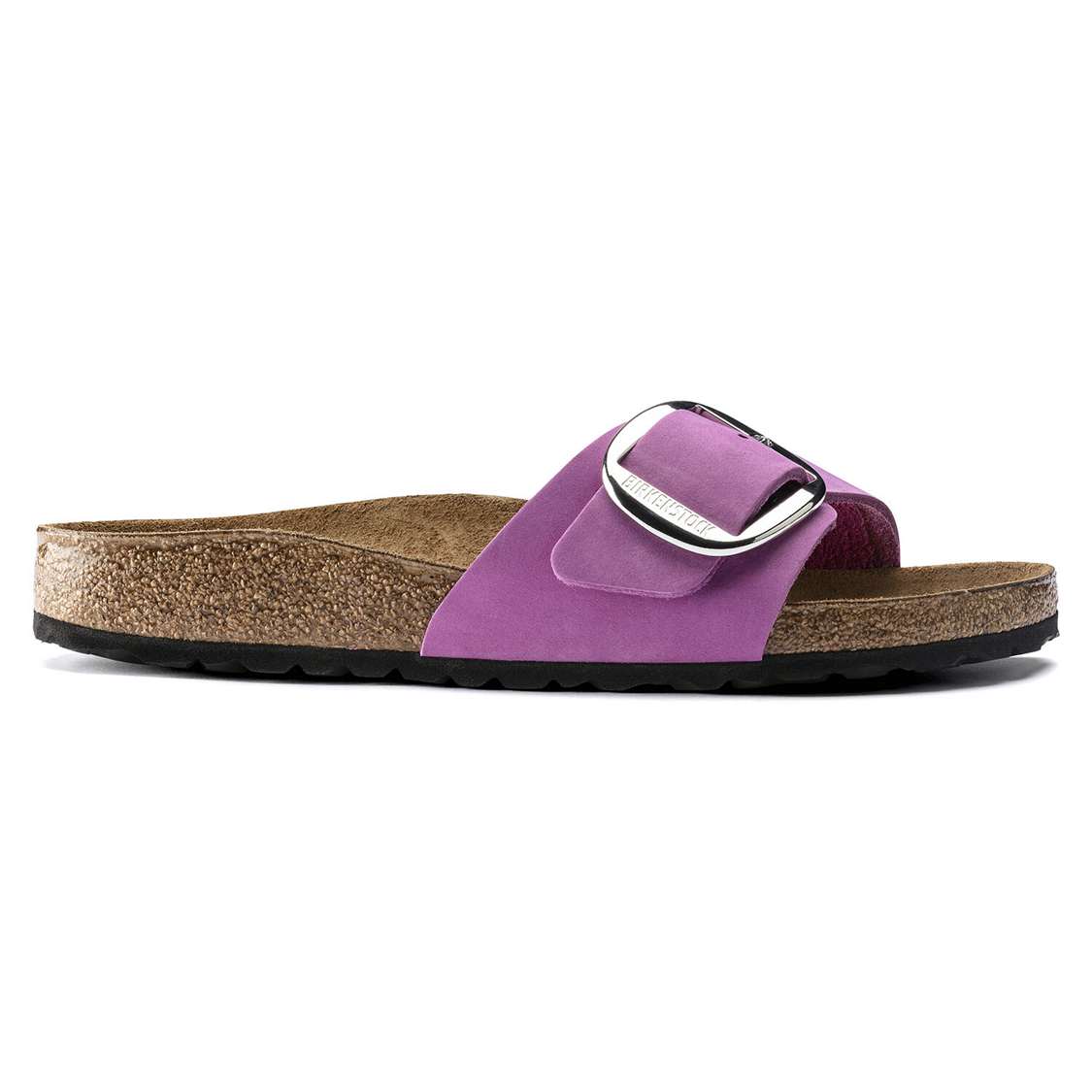 Birkenstock Madrid Big Buckle Nubuck Leather One Strap Sandals Purple | DVskhX3BBiR