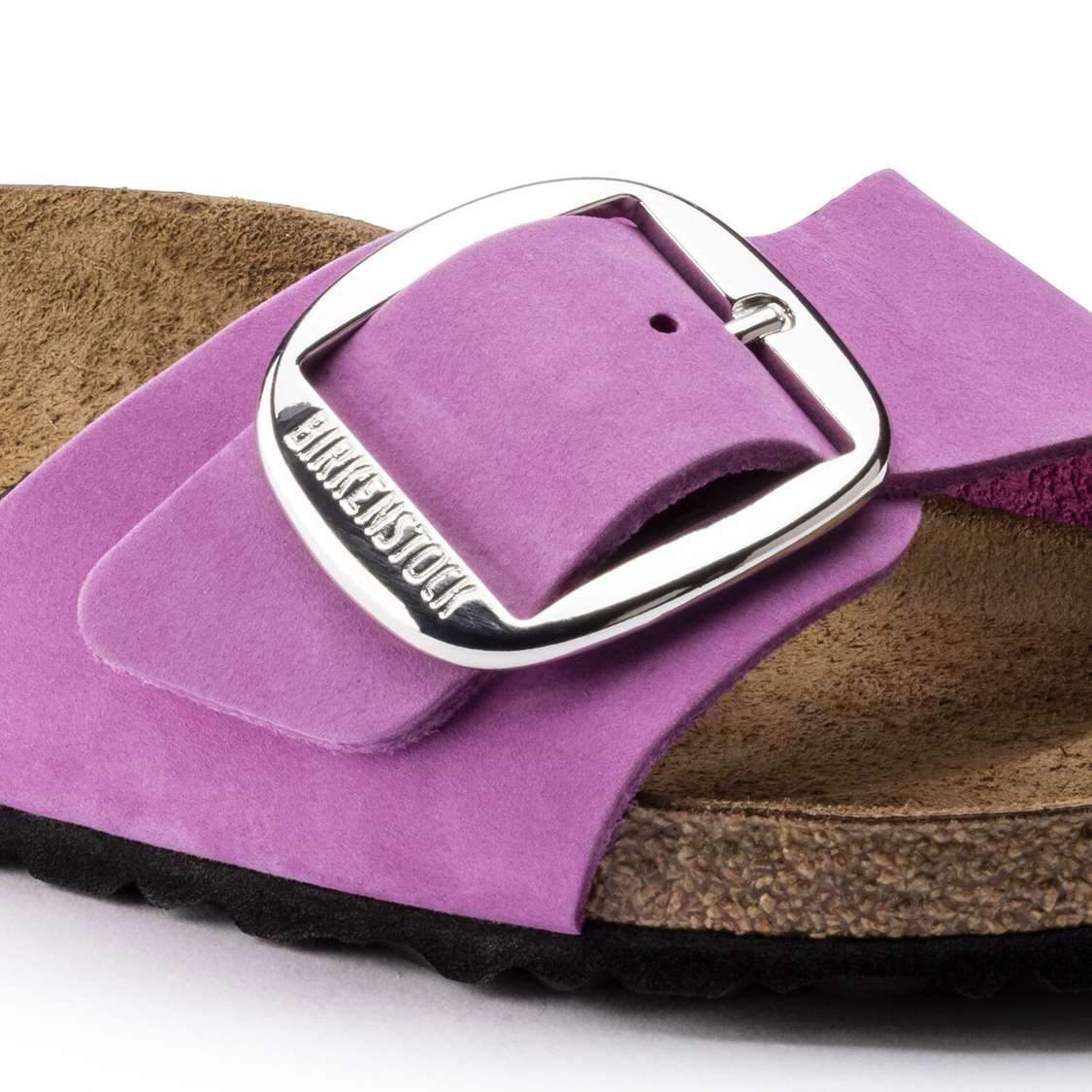 Birkenstock Madrid Big Buckle Nubuck Leather One Strap Sandals Purple | DVskhX3BBiR