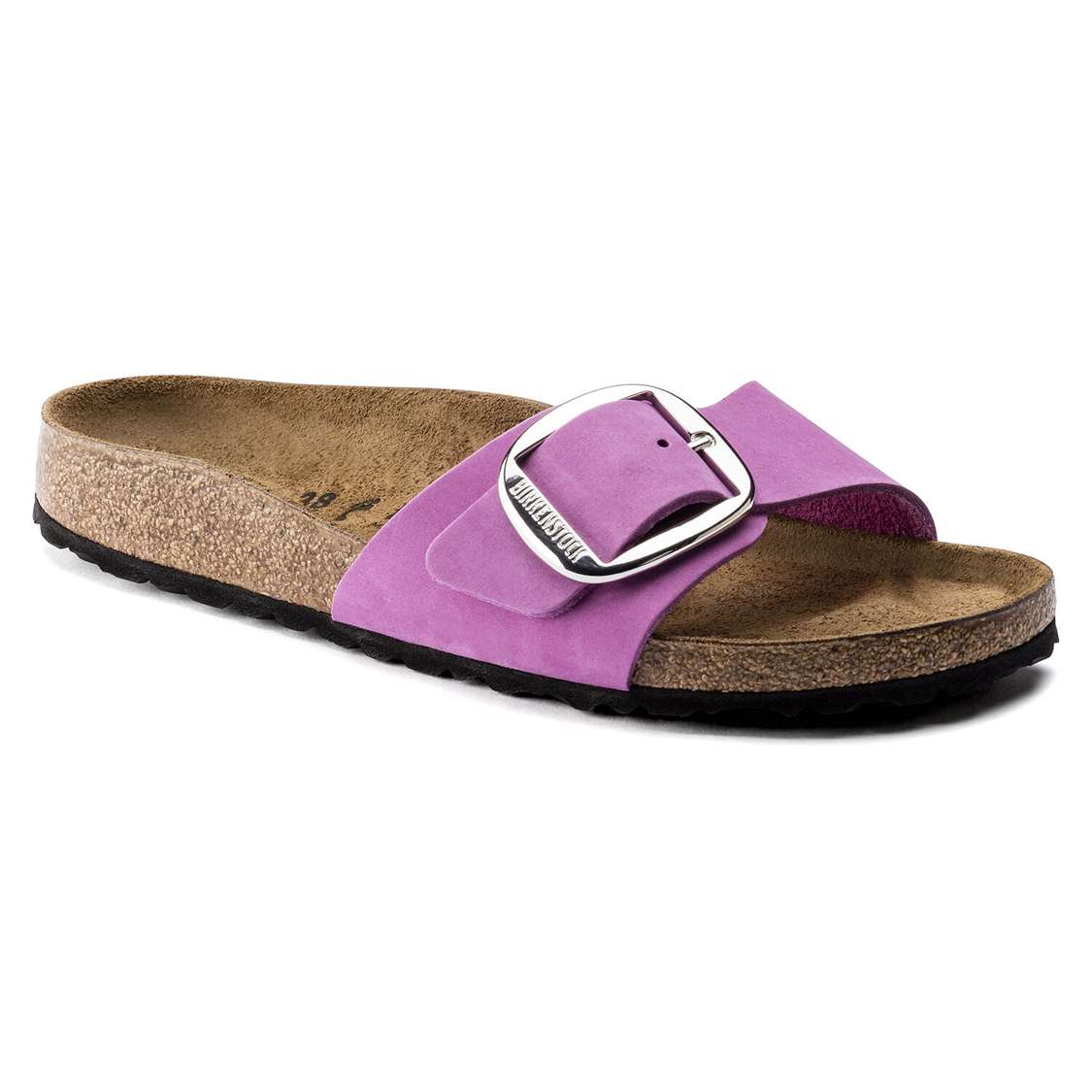 Birkenstock Madrid Big Buckle Nubuck Leather One Strap Sandals Purple | DVskhX3BBiR