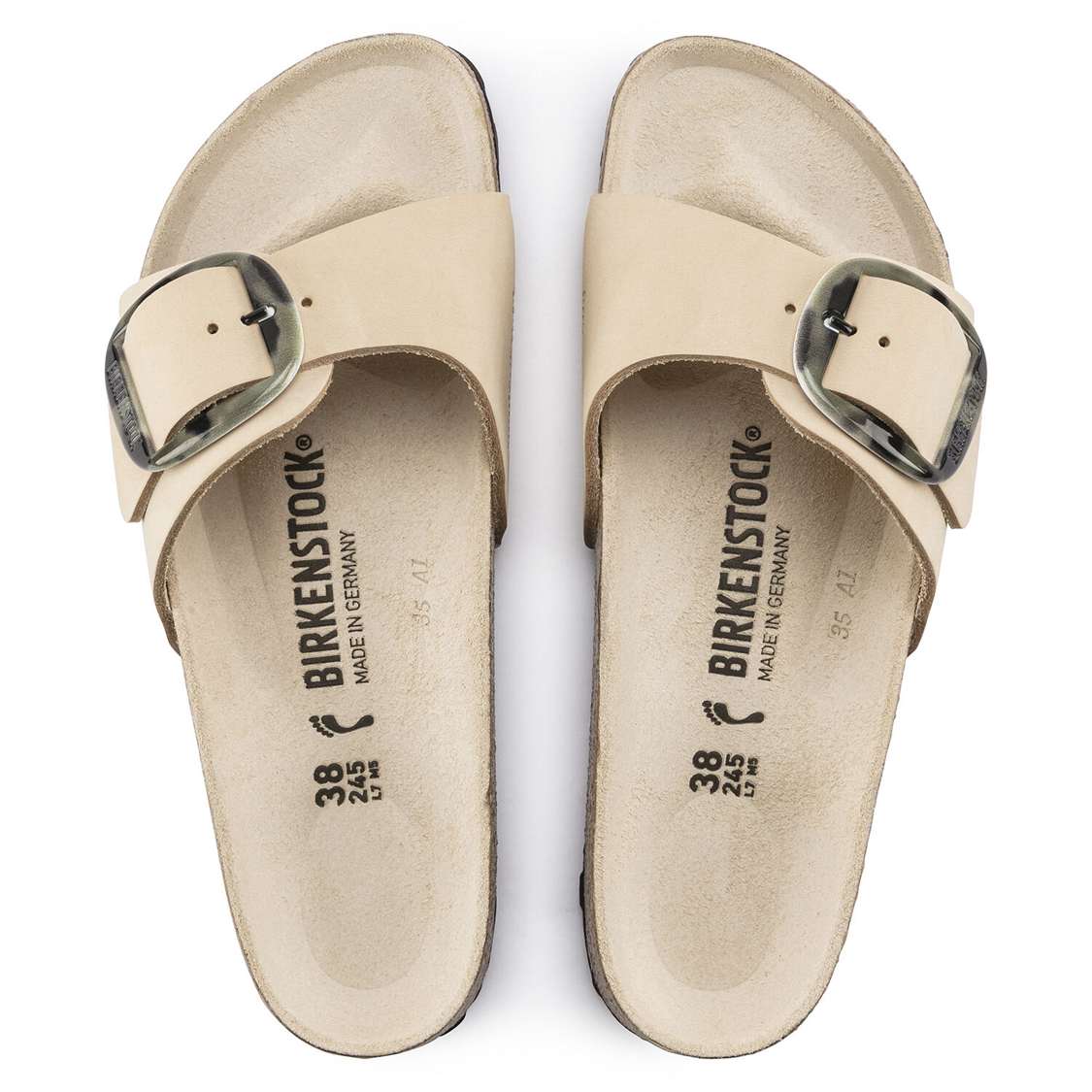 Birkenstock Madrid Big Buckle Nubuck Leather One Strap Sandals Yellow | MdHybDbHtDA