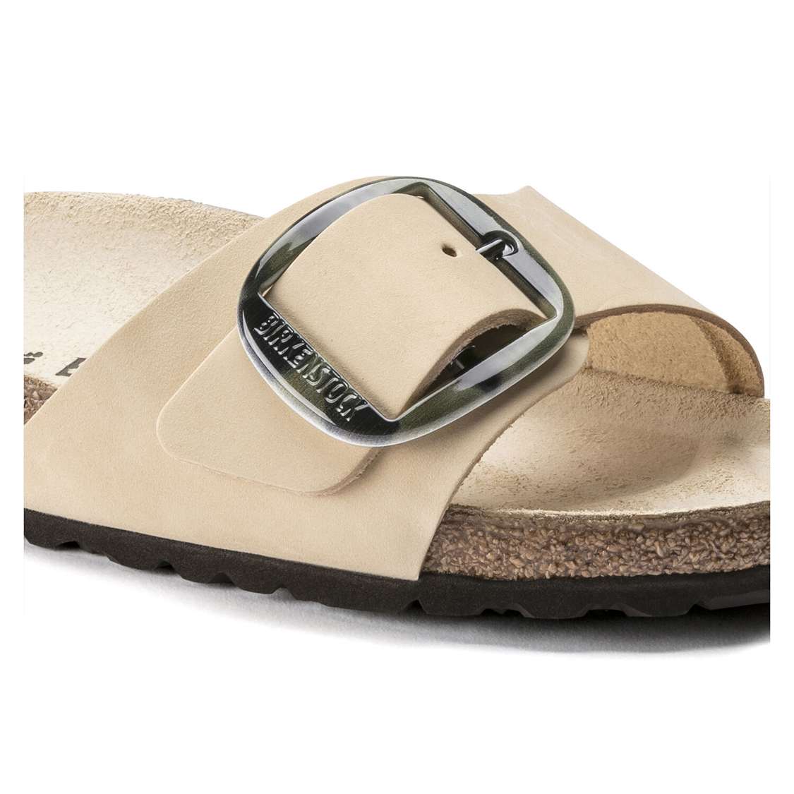 Birkenstock Madrid Big Buckle Nubuck Leather One Strap Sandals Yellow | MdHybDbHtDA