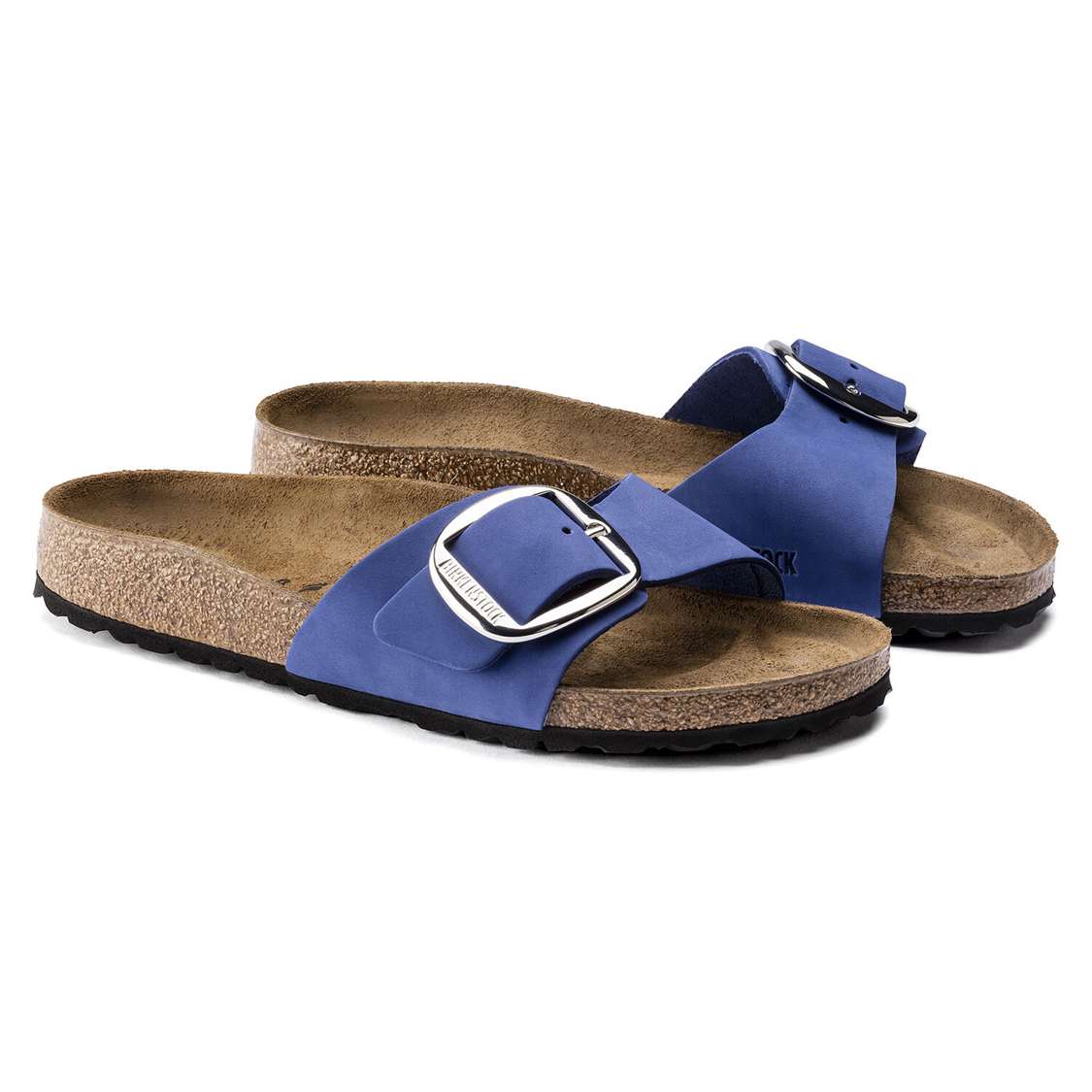 Birkenstock Madrid Big Buckle Nubuck Leather One Strap Sandals AZURE Blue | TZztBVuTv9M