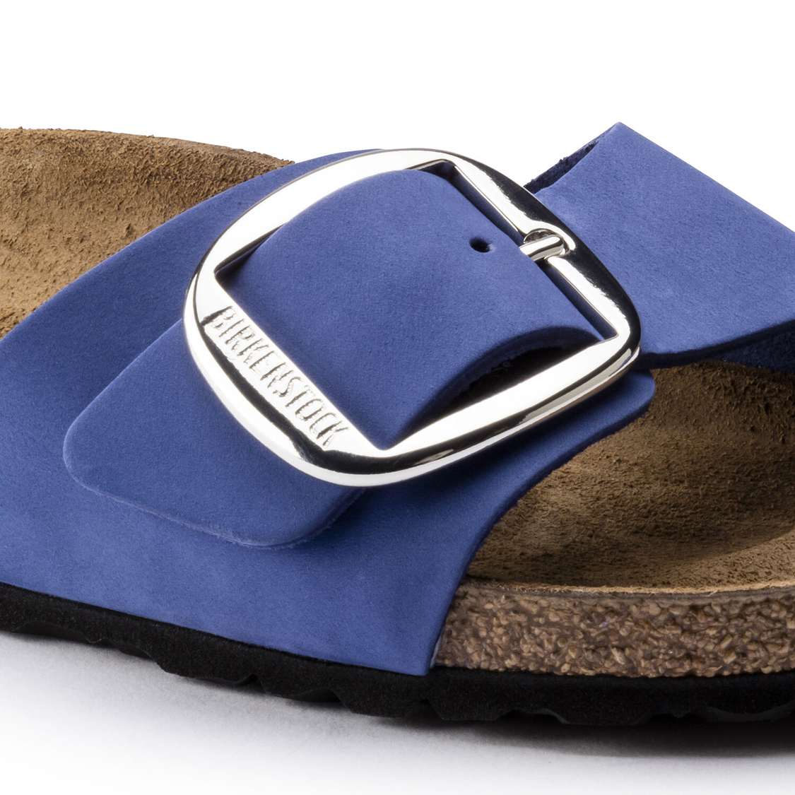 Birkenstock Madrid Big Buckle Nubuck Leather One Strap Sandals AZURE Blue | TZztBVuTv9M