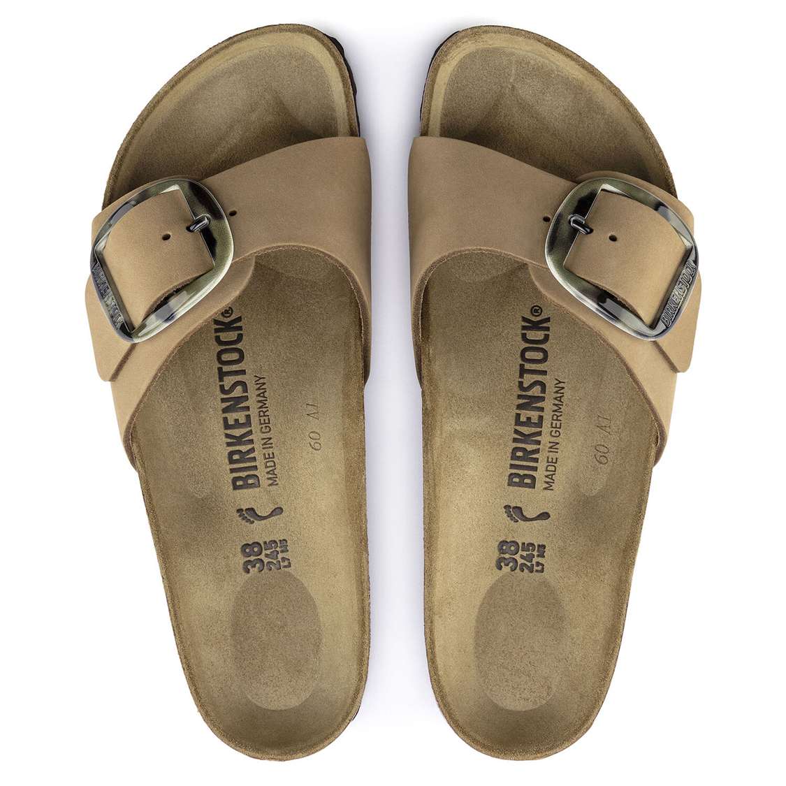 Birkenstock Madrid Big Buckle Nubuck Leather One Strap Sandals Green | hDkikdAF713