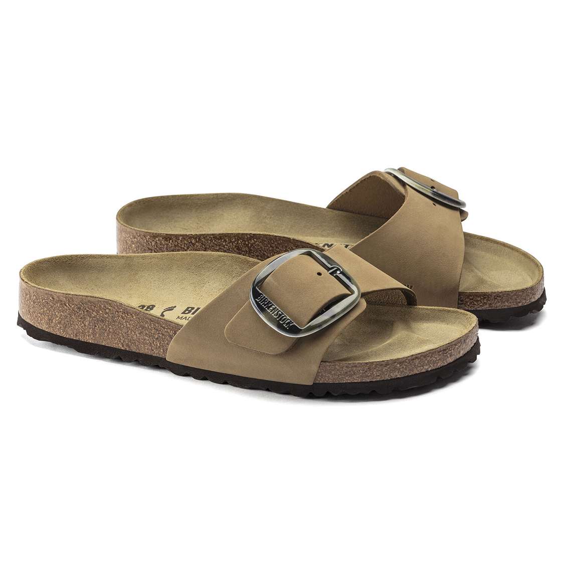 Birkenstock Madrid Big Buckle Nubuck Leather One Strap Sandals Green | hDkikdAF713