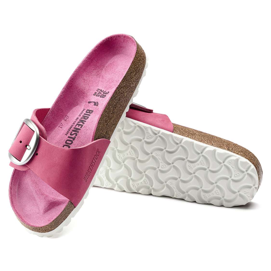 Birkenstock Madrid Big Buckle Nubuck Leather One Strap Sandals Fuchsia | pqGqajQCAyu