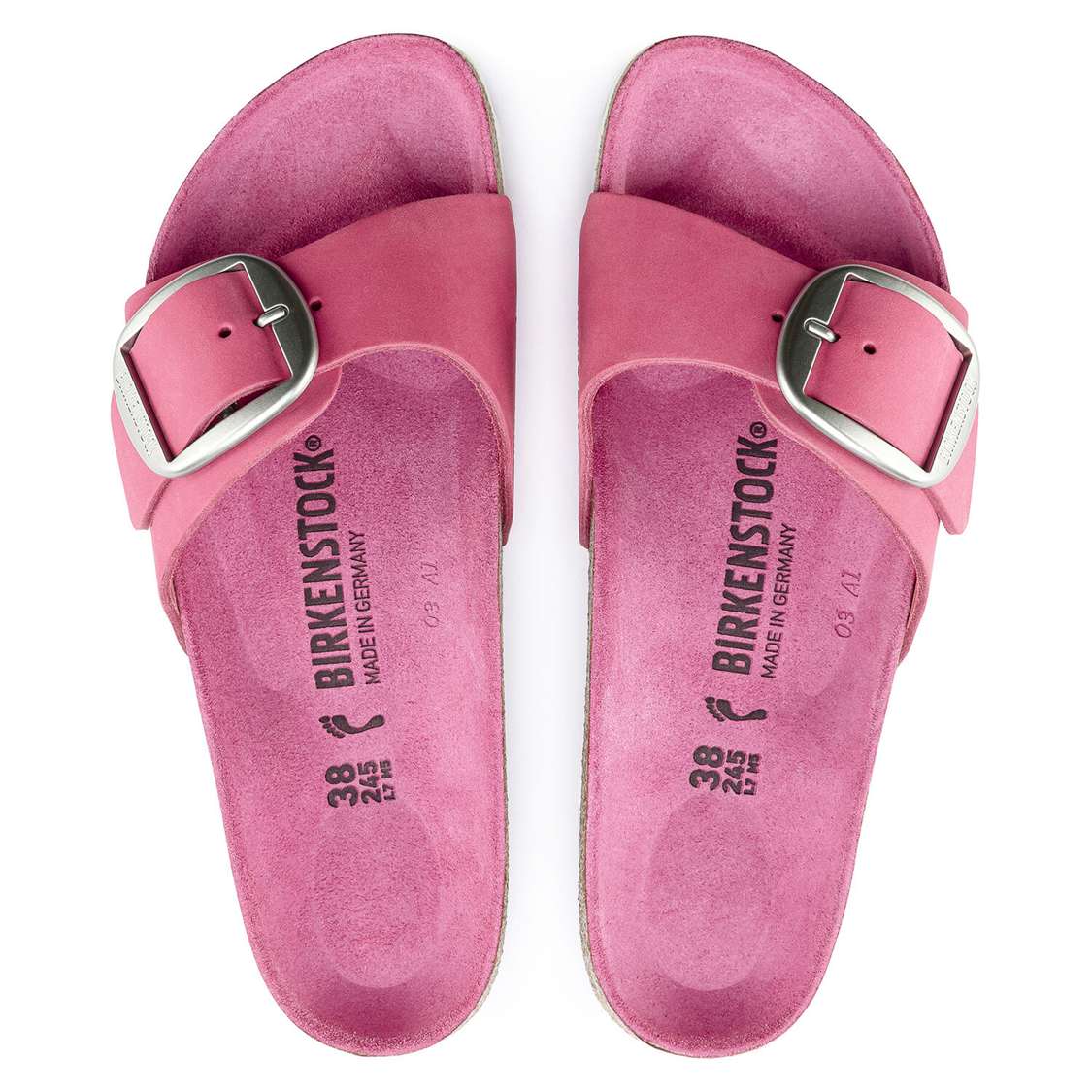 Birkenstock Madrid Big Buckle Nubuck Leather One Strap Sandals Fuchsia | pqGqajQCAyu