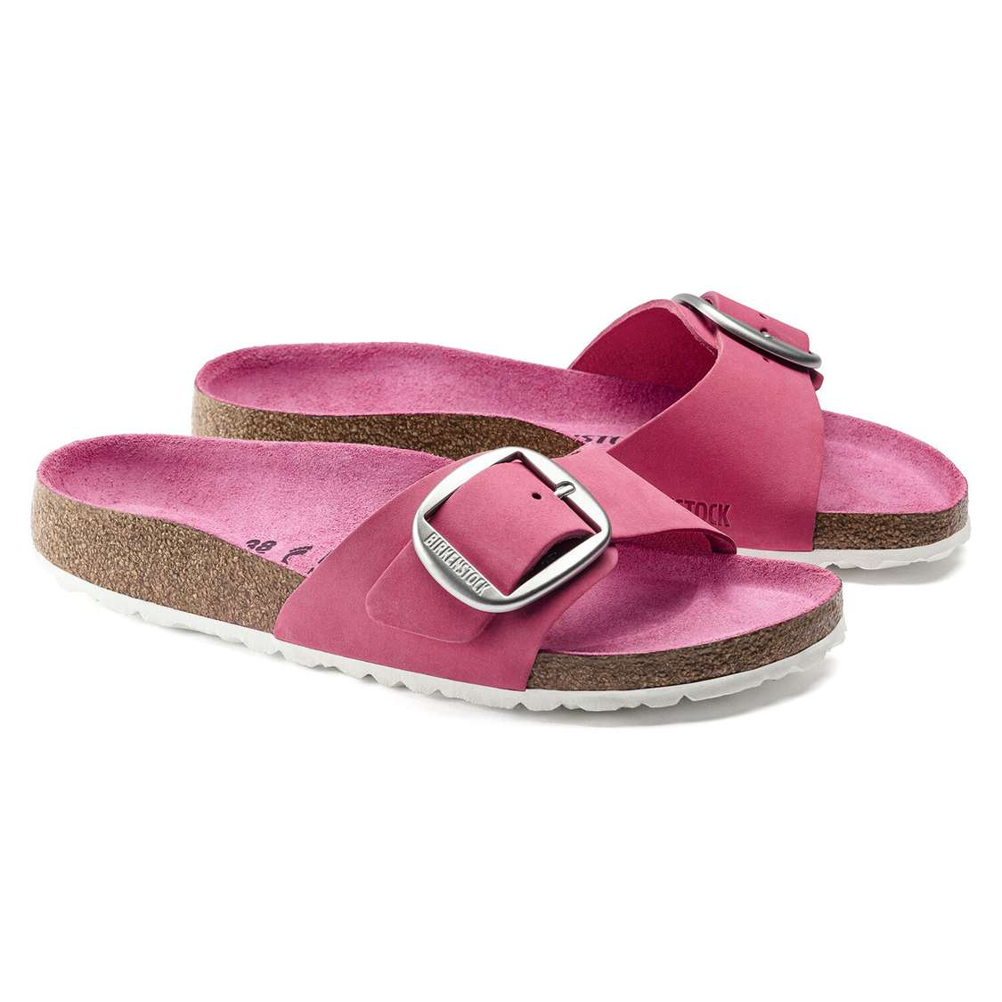 Birkenstock Madrid Big Buckle Nubuck Leather One Strap Sandals Fuchsia | pqGqajQCAyu