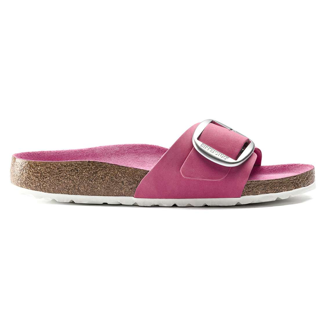 Birkenstock Madrid Big Buckle Nubuck Leather One Strap Sandals Fuchsia | pqGqajQCAyu