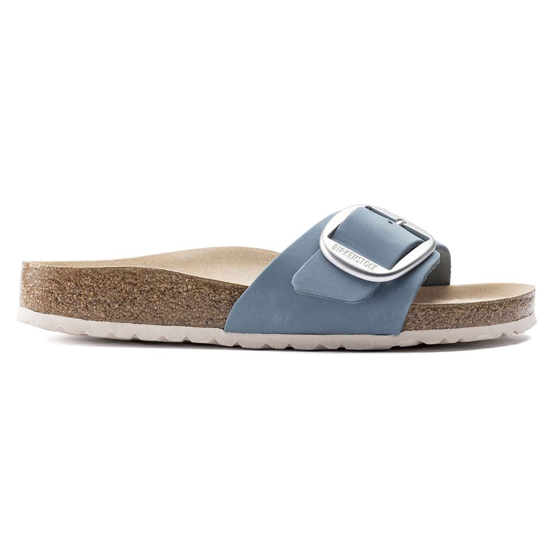 Birkenstock Madrid Big Buckle Nubuck Leather One Strap Sandals Blue | tPqW6l8md5l