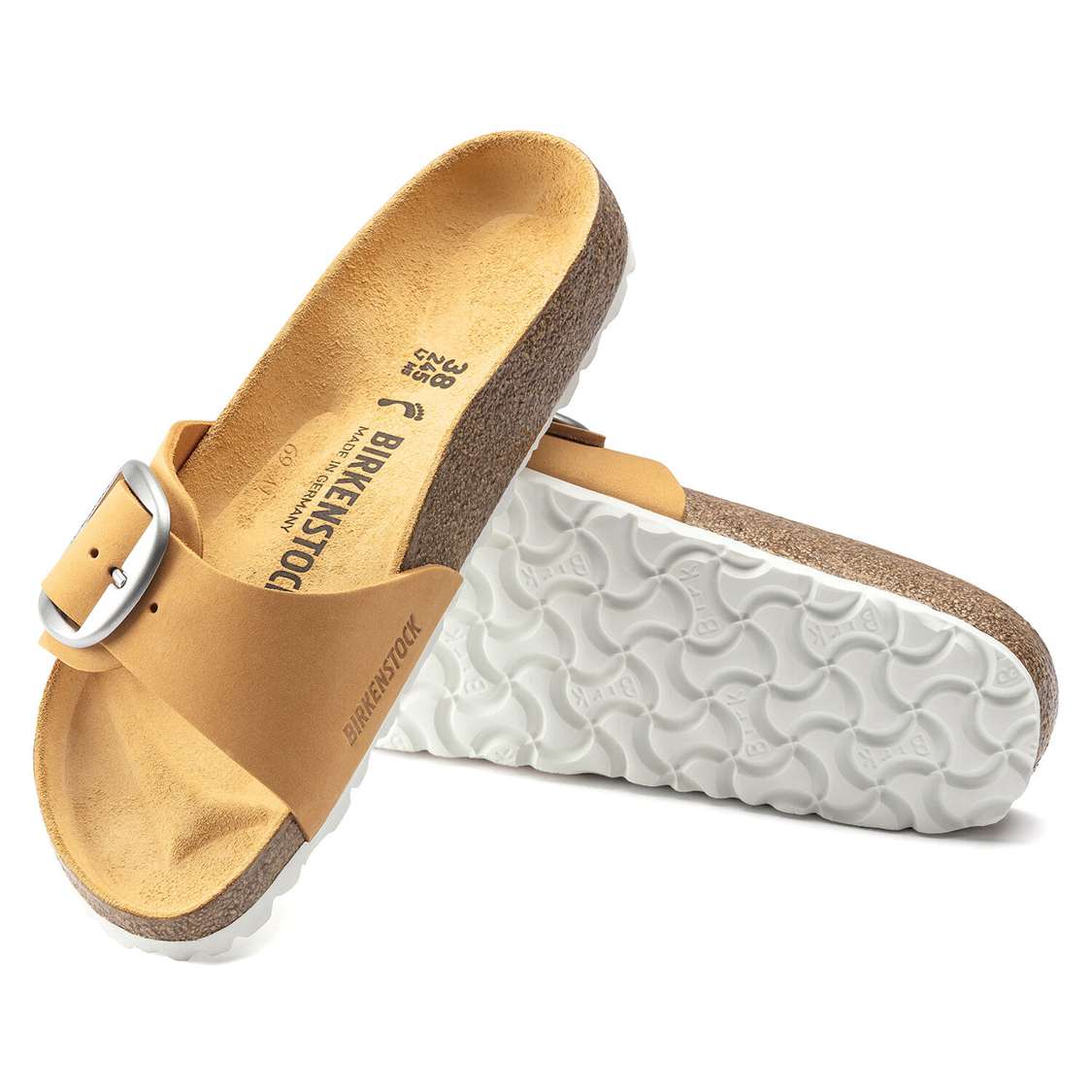 Birkenstock Madrid Big Buckle Nubuck Leather One Strap Sandals Apricot | wRqBcOWX9BS