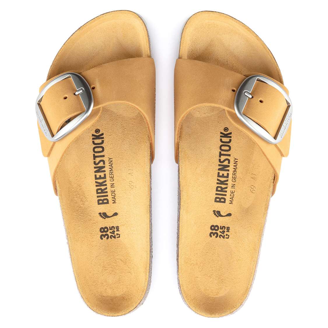 Birkenstock Madrid Big Buckle Nubuck Leather One Strap Sandals Apricot | wRqBcOWX9BS