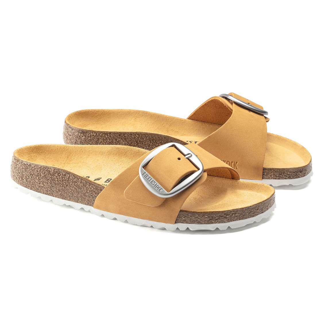 Birkenstock Madrid Big Buckle Nubuck Leather One Strap Sandals Apricot | wRqBcOWX9BS