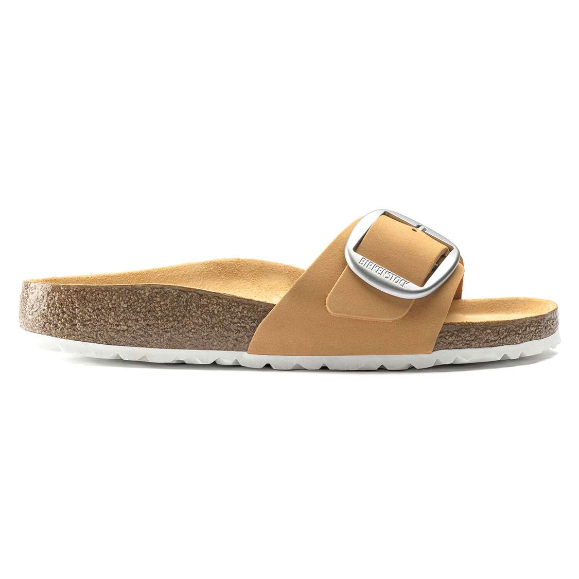 Birkenstock Madrid Big Buckle Nubuck Leather One Strap Sandals Apricot | wRqBcOWX9BS