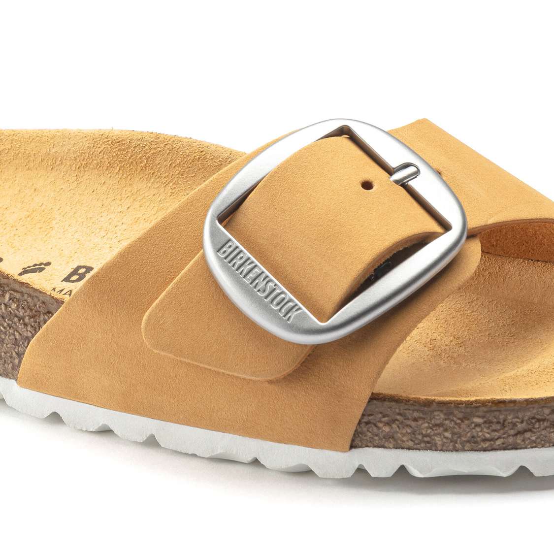 Birkenstock Madrid Big Buckle Nubuck Leather One Strap Sandals Apricot | wRqBcOWX9BS