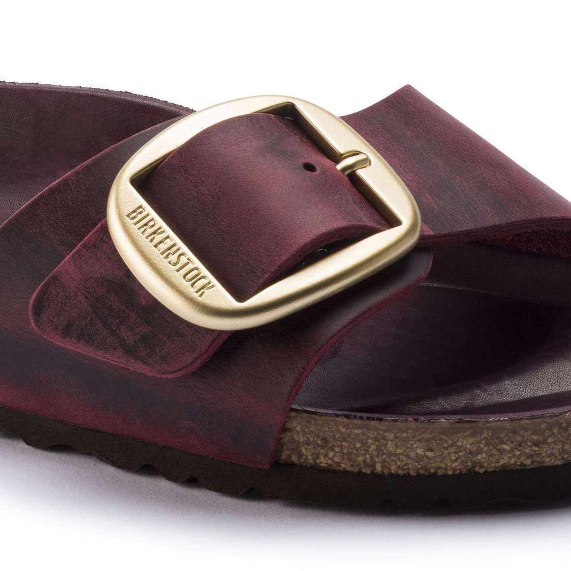 Birkenstock Madrid Big Buckle Oiled Leather One Strap Sandals Red | 5DVsiqz9mmx