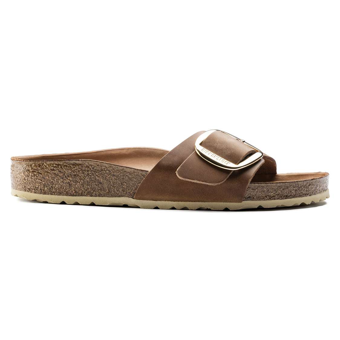 Birkenstock Madrid Big Buckle Oiled Leather One Strap Sandals Brown | MBFDHabQZDv