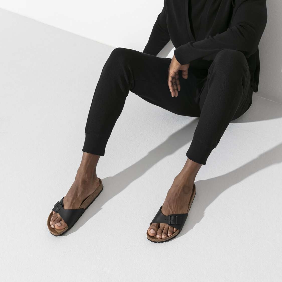 Birkenstock Madrid Birko-Flor One Strap Sandals Black | APxFHYmcnYi