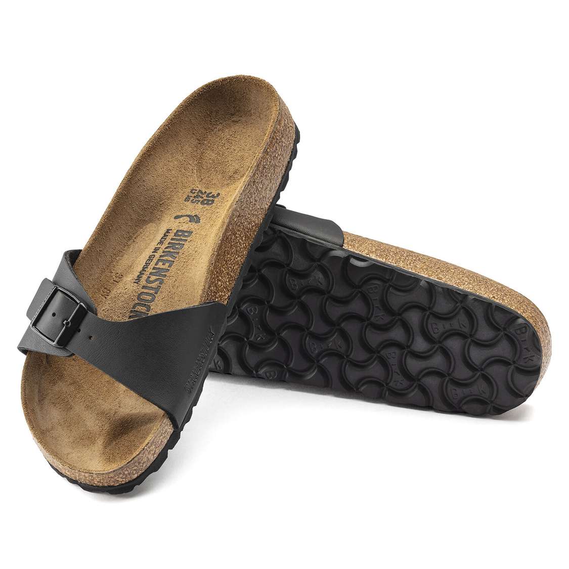 Birkenstock Madrid Birko-Flor One Strap Sandals Black | APxFHYmcnYi