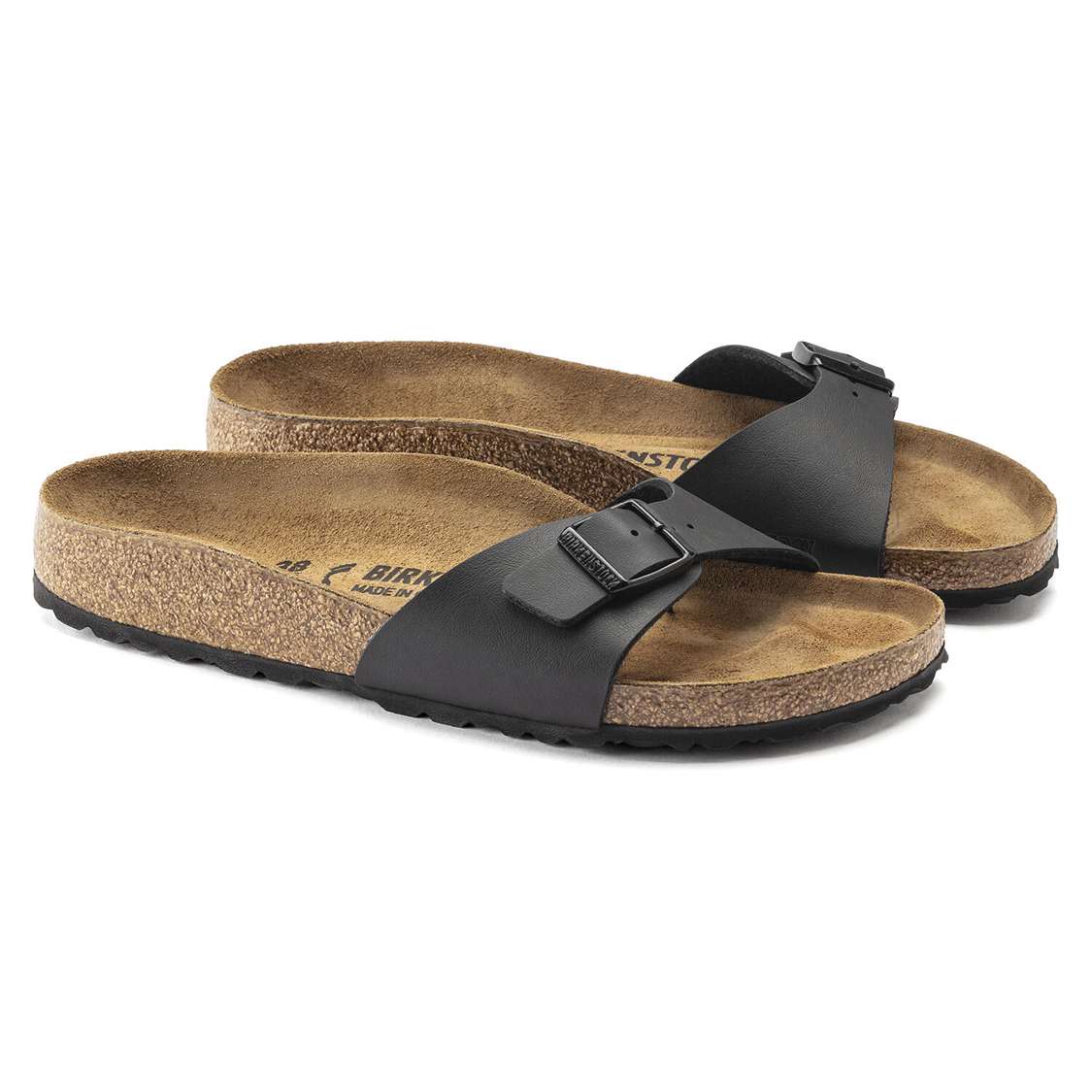 Birkenstock Madrid Birko-Flor One Strap Sandals Black | APxFHYmcnYi