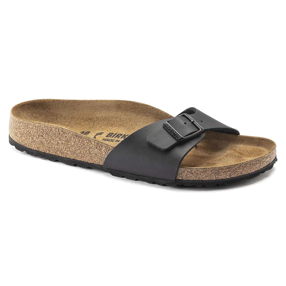 Birkenstock Madrid Birko-Flor One Strap Sandals Black | APxFHYmcnYi