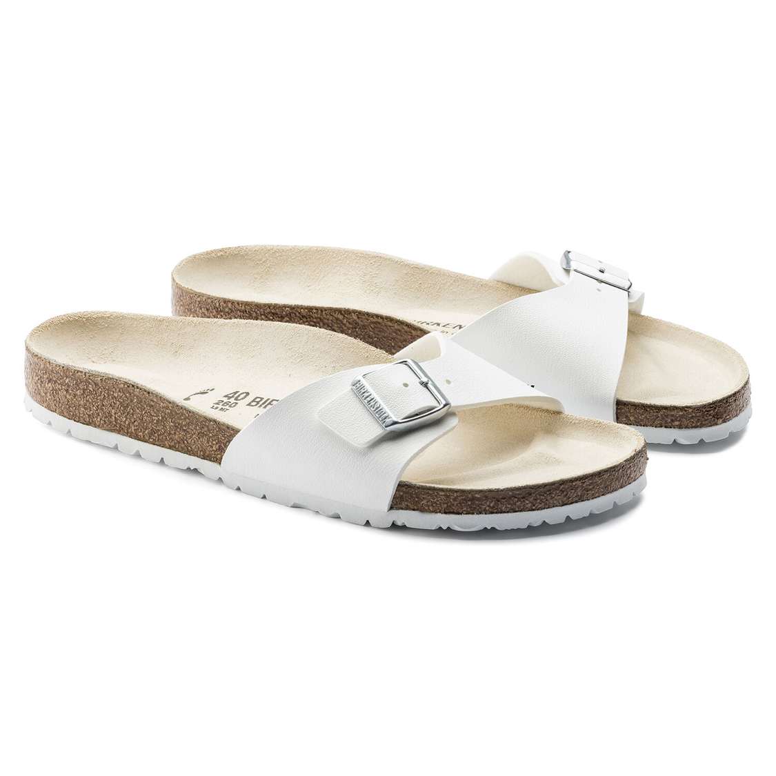 Birkenstock Madrid Birko-Flor One Strap Sandals White | BOyXKupBW7v