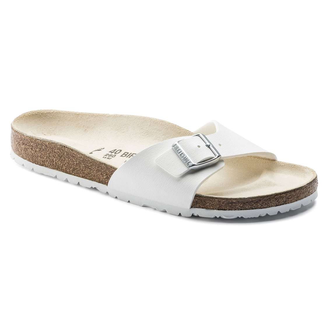 Birkenstock Madrid Birko-Flor One Strap Sandals White | BOyXKupBW7v